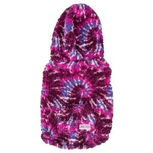 Justice Pet Polyester Spiral Tie Dye Sherpa Hoodie, Purple/Multi, Medium